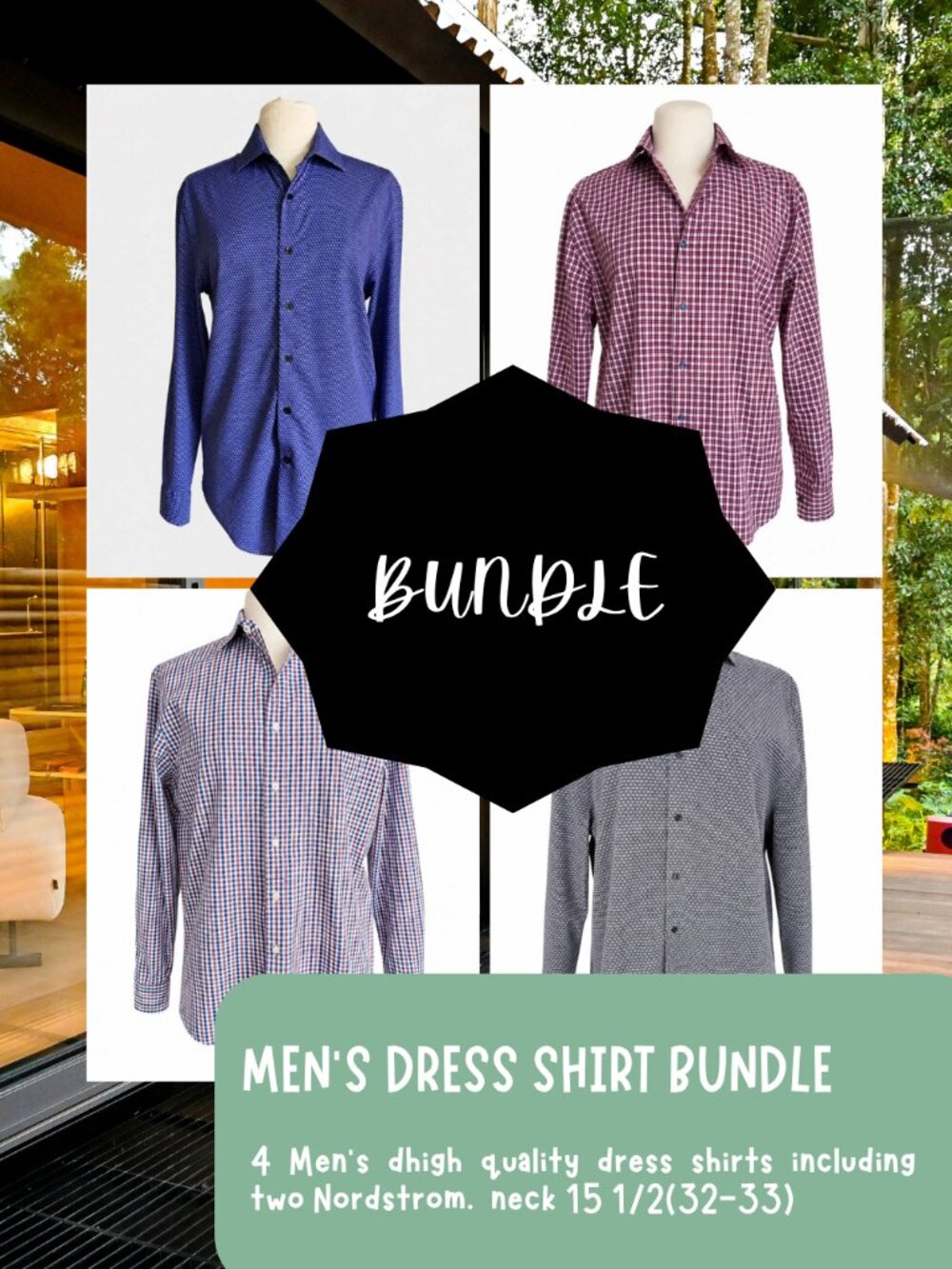 BUNDLE - 4 Men's Quality Button Down Dress Shirts Nordstrom & More 15 1/2(32-33)
